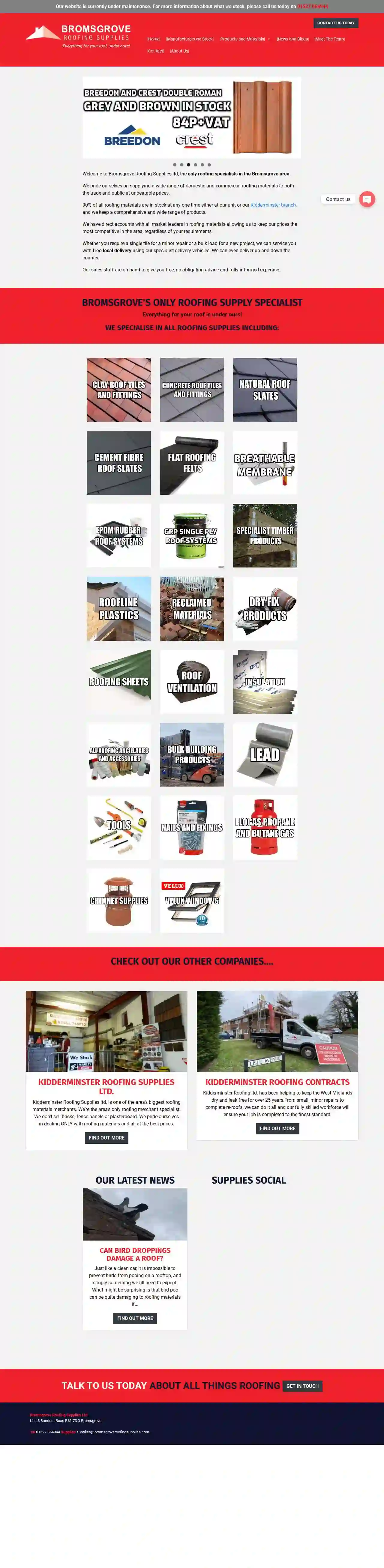 Bromsgrove Roofing Supplies