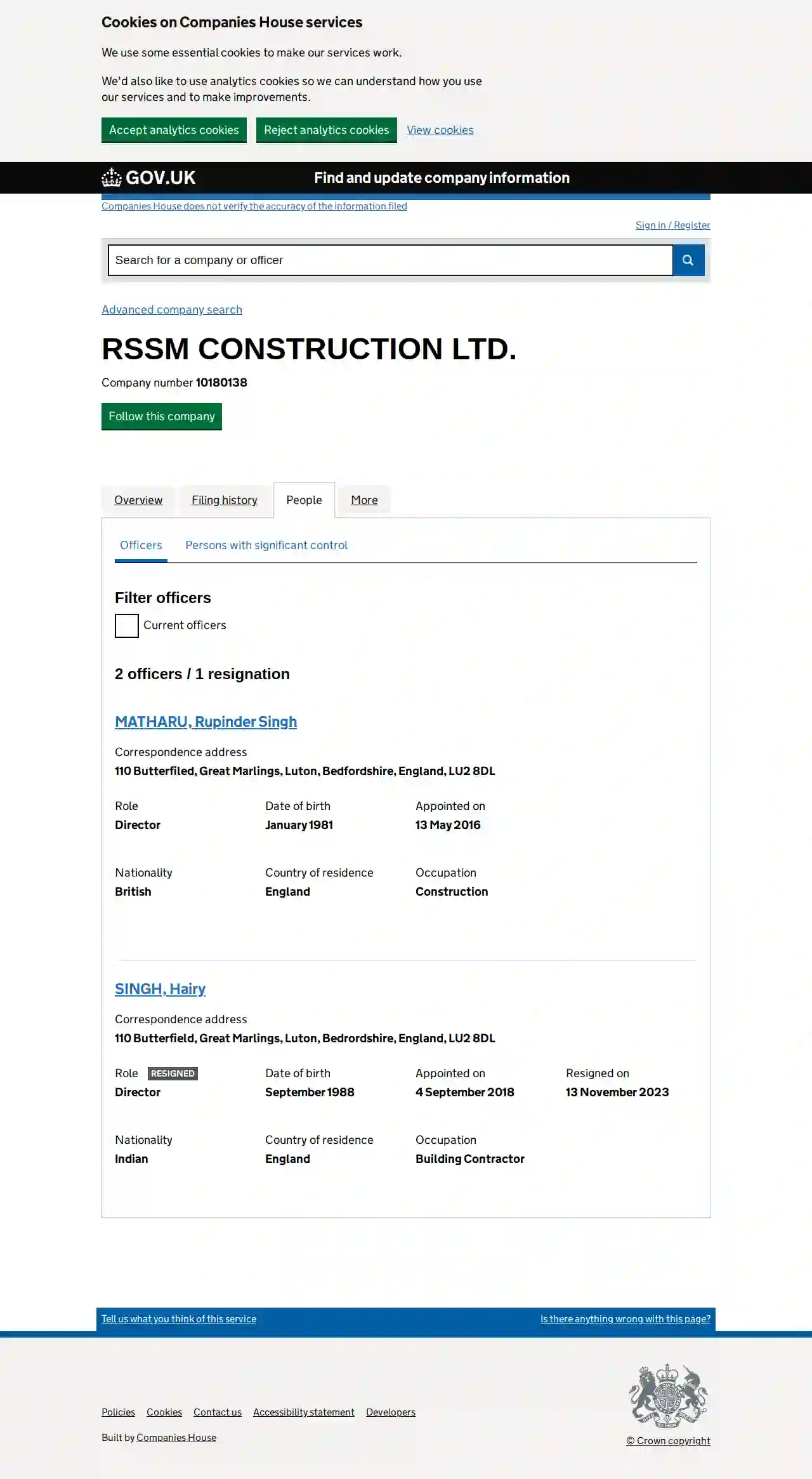 RSSM Construction LTD