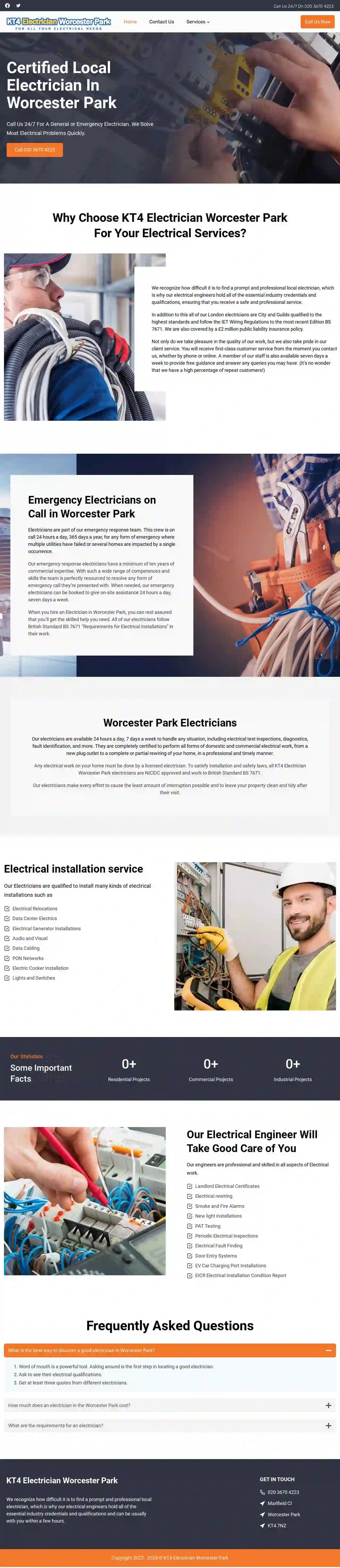 KT4 Electrician Worcester Park