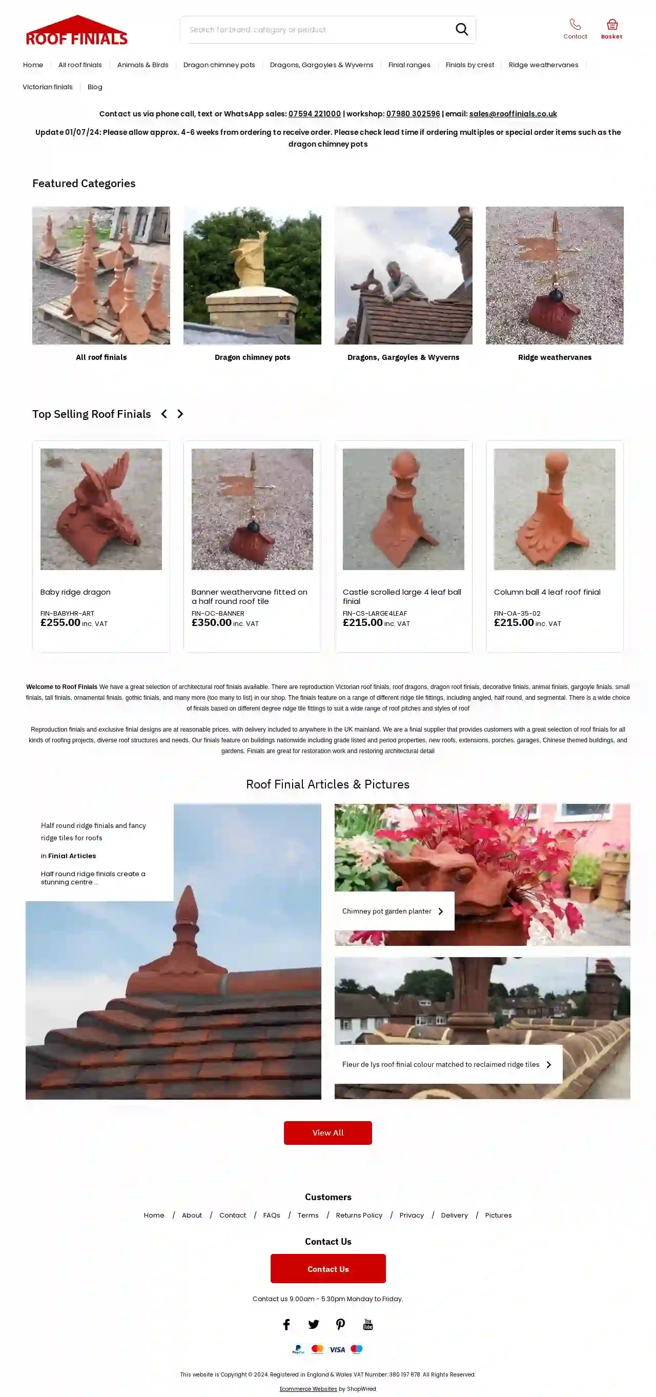 Roof finials online shop