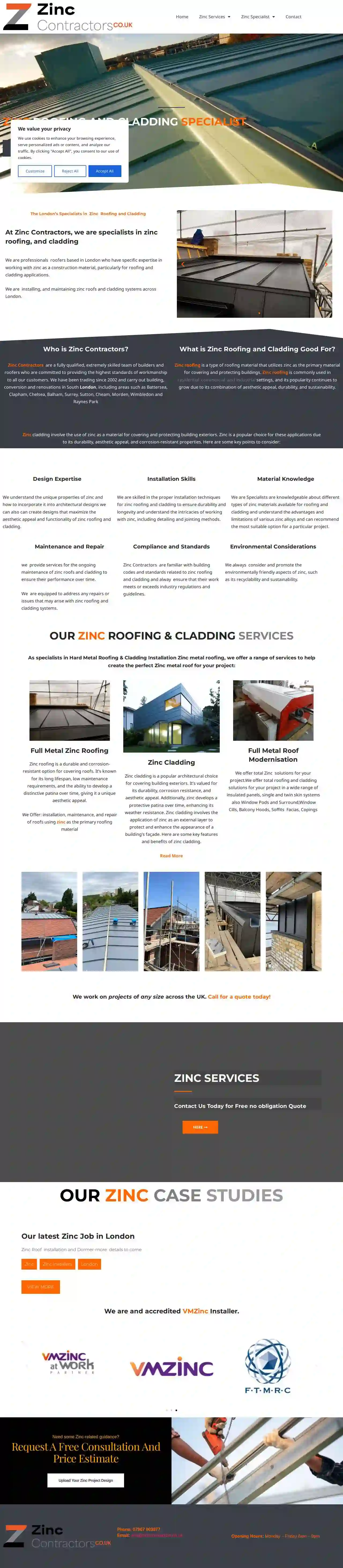 Zinc Roofing and Cladding Contractors in London.